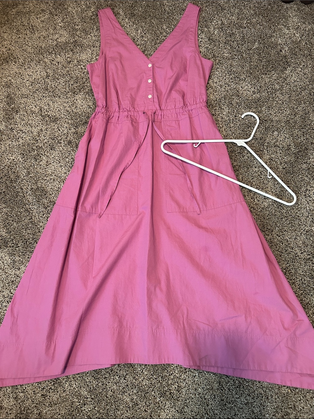 Girls Sleeveless Pink Cotton Casual Dress with Drawstring Waist
